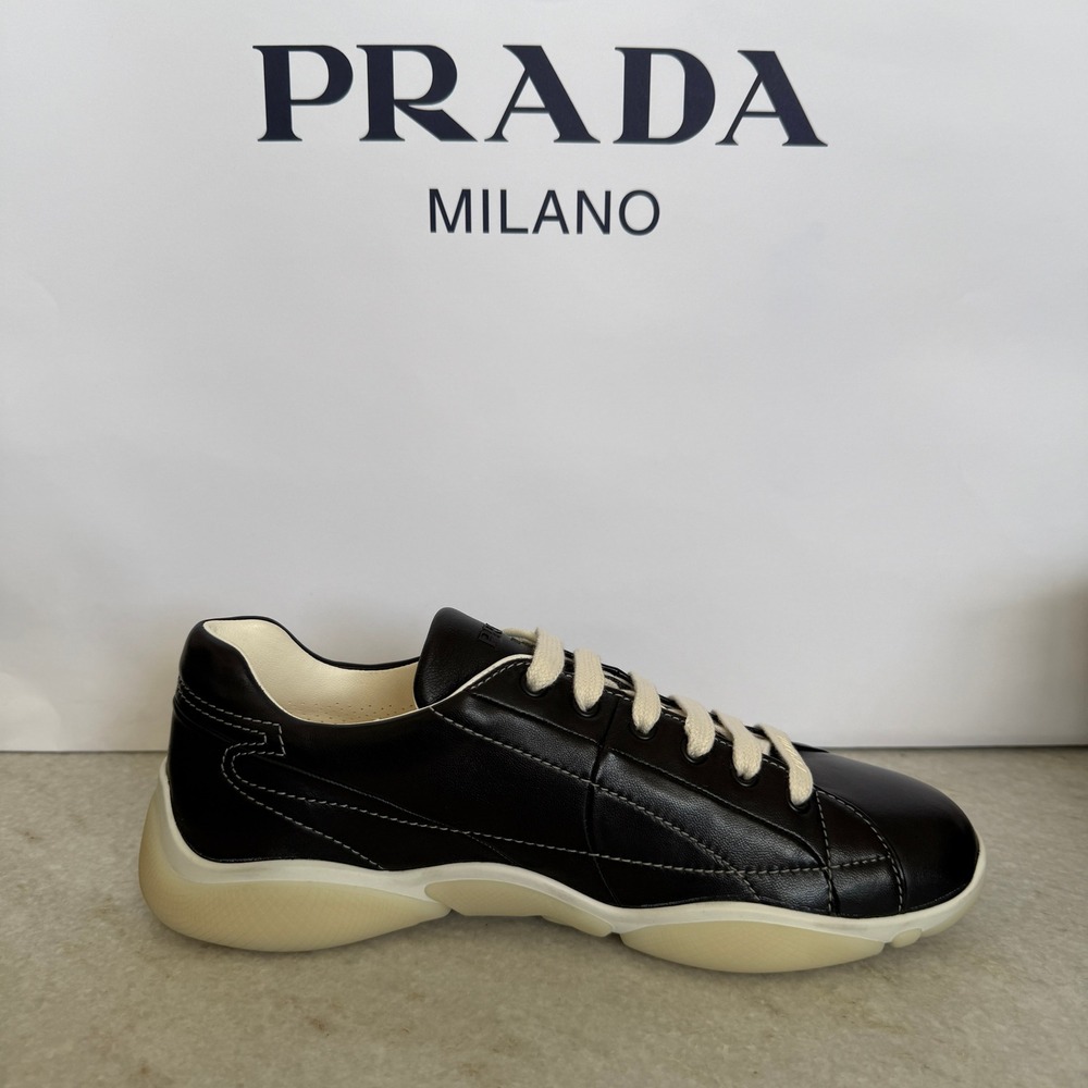 Prada re-edition Men's Black Nappa Leather Sneakers Shoes 2EE429, Size UK 8 - Picture 3 of 16
